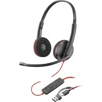 Poly Blackwire C3220 USB-A Headset schwarz (Packungseinheit), Kabelgebunden, Büro/Callcenter, 87 g, Kopfhörer, Schwarz