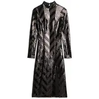 Superdry für Damen. W8011850A Schwarzes Chevron-Kleid mit offenem Rücken (M), Party, Polyester, Langarm