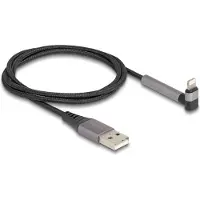 DeLOCK Daten- und Ladekabel USB Typ-A zu Lightning für iPhone, iPad, iPod gewinkelt mit Ständerfunktion schwarz 1,5 m MFi, 1,5 m, Lightning, USB A, Männlich, Männlich, Schwarz, Grau