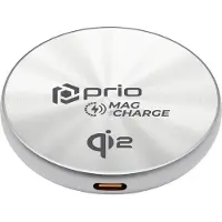 Prio Magnetisches kabelloses Ladegerät MAG (USB C) silber