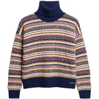 Superdry für Damen. W6110617A Marineblauer Pullover mit strukturiertem Streifenmuster (XS), Lässig, Wolle