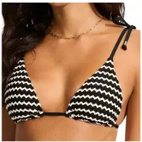 Seafolly - Women's Mesh Effect Slide Tri - Bikini-Top Gr 34 schwarz