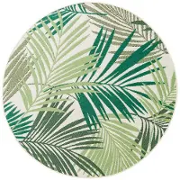 Paco Home Teppich "Ostende 534", grün, H:4mm Ø:200cm, Polypropylen, Teppiche, Teppich, Flachgewebe, Motiv Palmenblätter, In- und Outdoor geeignet, Wohnzimmer