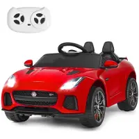 Costway Jaguar 12V Elektro Kinderauto mit Geschichten & Musik & Hupe & Scheinwerfer, Kinderfahrzeug mit 2,4G Fernbedienung, Elektroauto 3-5km/h für Kinder ab 3 Jahren (Marine)