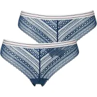 s.Oliver Brasilslip , Damen, Gr. 36/38, blau (marine), Obermaterial: 90% Polyamid, 10% Elasthan, unifarben, Unterhosen Brasilslip, aus grafischer Spitze