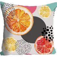 Queence Dekokissen "Julia", orange (orange, gelb, bedruckt), B:40cm L:40cm, Polyester, Dekokissen_Sitzkissen_Kissenhüllen, Dekokissen, mit Orangen und Zitronen, Kissenhülle ohne Füllung, 1 Stück