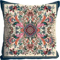 Queence Dekokissen "Ornament", bunt (bunt, ornamente bedruckt geblümt), B:40cm L:40cm, Polyester, Dekokissen_Sitzkissen_Kissenhüllen, Dekokissen, Kissenhülle ohne Füllung, 1 Stück