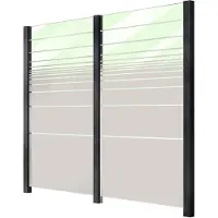 Staket Pro Zaun , grau (anthrazit), Pfosten: 3 Stk., Aluminium, Glas, Zaunelemente, Zaun, Glaszaun, Gesamtlänge: 2,289 m, 3 Pfosten