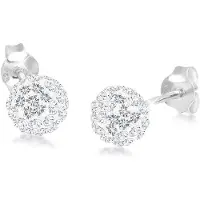 Elli Paar Ohrstecker "Ohrringe Kugel Funkelnd 925 Silber, mit Kristallen von Swarovski(R)", weiß, Ohrringe, Damen, Silber 925 (Sterlingsilber), Paar Ohrstecker