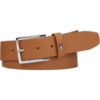 Tommy Hilfiger Ledergürtel "Oliver", Herren, Gr. 85, braun (cognac), Leder, unifarben, Gürtel Ledergürtel, mit Kontrast-Schnalle und Logoschlaufe