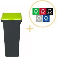 Plafor - Fit Mülleimer mit Deckel 75l – Recycling – Grün