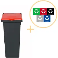 Plafor - Fit Mülleimer mit Deckel 75l – Recycling – Rot