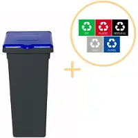 Northix Plafor - Fit Mülleimer mit Deckel 52l – Recycling – Blau