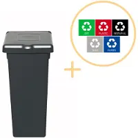 Northio Plafor - Fit Mülleimer mit Deckel 52L - Recycling - Grau