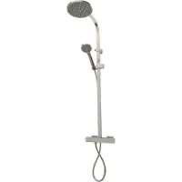 ADOB Duschsystem "Lanzarote", silber (silberfarben), H:110cm T:20cm, Brausegarnituren, Duschsystem, mit Thermostat