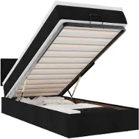 vidaXL Ottoman-Bett mit Matratze & LEDs Schwarz 90x190 cm Stoff