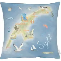 Apelt Dekokissen "6746", blau (blau, grün, bedruckt), B:46cm L:46cm, Obermaterial: 70% Polyester, 30% Baumwolle, Dekokissen_Sitzkissen_Kissenhüllen, Dekokissen