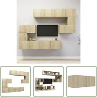 The Living Store 8-tlg. TV-Schrank-Set Sonoma-Eiche Holzwerkstoff