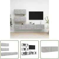 The Living Store 4-tlg. TV-Schrank-Set Betongrau Holzwerkstoff