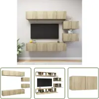 The Living Store 6-tlg. TV-Schrank-Set Sonoma-Eiche Holzwerkstoff