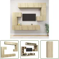 The Living Store 8-tlg. TV-Schrank-Set Sonoma-Eiche Holzwerkstoff