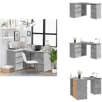 vidaXL Eckschreibtisch Betongrau 145x100x76 cm Holzwerkstoff - Schreibtische