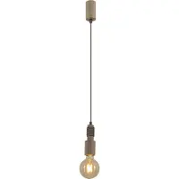 Näve Pendelleuchten - Holzbaldachin "BENTO" inkl. Textilkabel H: 124cm, Hängelampe im Natural Style, aus Holz in natur, 124 cm hoch, Ø 5 cm, E27-Fassung