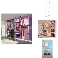 vidaXL Teleskop-Garderobe mit Stangen und Regal Aluminium - Kleiderschränke