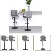 The Living Store Barhocker 2 Stk. Hellgrau Samt