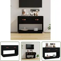 The Living Store TV-Schrank Schwarz 90x40x60 cm Massivholz Kiefer