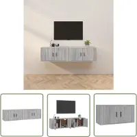 The Living Store TV-Wandschränke 2 Stk. Grau Sonoma 80x34,5x40 cm