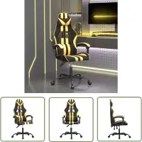 The Living Store Gaming-Stuhl Schwarz und Golden Kunstleder