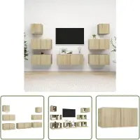 The Living Store 7-tlg. TV-Schrank-Set Sonoma-Eiche Holzwerkstoff