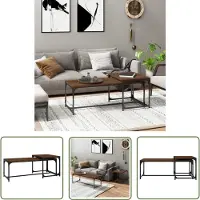 The Living Store Couchtische 2 Stk. Braun Eichen-Optik Holzwerkstoff