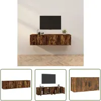 The Living Store TV-Wandschränke 2 Stk. Räuchereiche 80x34,5x40 cm