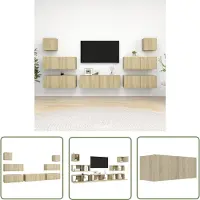 The Living Store 7-tlg. TV-Schrank-Set Sonoma-Eiche Holzwerkstoff
