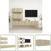 The Living Store 4-tlg. TV-Schrank-Set Sonoma-Eiche Holzwerkstoff