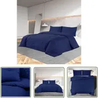The Living Store Bettwäsche-Set Marineblau 240x220 cm Baumwolle