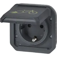 Legrand 069886L Plexo New Einsatz Schutzkontakt-Steckdose Fahrrad SL,EB,IP44,IK08, Anthrazit