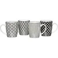 Ritzenhoff & Breker Becher "Takeo", schwarz, H:10cm Ø:8cm, Porzellan, Trinkgefäße, Becher, skandinavisch-schlichter Touch, 350 ml, 4-teilig