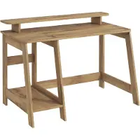 Skye Decor , Hochwertiger Schreibtisch, Eiche, 120 x 73 x 60 cm | 100% melaminbeschichtete Spanplatte, 18 mm dick | Mit zahlreichen Regalen, wandmontierbar, skandinavisches Design.