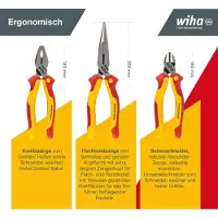 Wiha Zangen Set Industrial electric Kombi-, Flachrundzange, Seitenschneider 3-tlg.