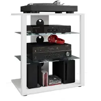 VCM Wohnzimmertisch "Hifi Möbel Rack Alu Glas Phono Mediaregal Folas", weiß, B:60cm T:41cm, Regale, Wohnzimmertisch