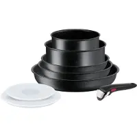 Tefal Kochtopfset INGENIO BLACK STONE L3998802, 8-teilig, schwarz, Aluminium,