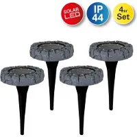 Näve LED Gartenleuchte "LED-Solar Bodenleuchte", grau, H:11cm Ø:11cm, Leuchten, LED Gartenleuchte, mit Erdspieß, 4er Set