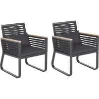 Beliani 2er-Set Gartenstühle, schwarz, CANETTO