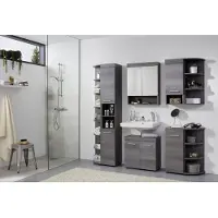 Ebuy24 RunnerMoon Bad Spiegelschrank 2 Türen, 1 offenes Fach rauchsilber.