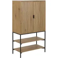 Fonq Stauraumschrank GROUP "Jaipur Sideboard, Regal", beige (natur), B:80cm H:140cm T:40cm, Schränke, Stauraumschrank, Wildeiche-Optik, 2 Türen und 2 Einlegeböden, Lamellenfront