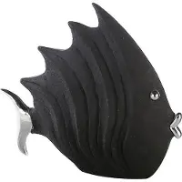 Casablanca by Gilde Tierfigur "Figur Fisch", silber (schwarz, silberfarben), B:29cm H:26cm T:10cm, Polyresin (Kunststein), Dekofiguren, Tierfigur, Schwarze Steinoptik mit silbernen Akzenten