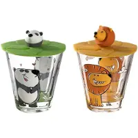 Leonardo Kinderbecher "Kinderbecher mit Deckel Bambini 215 ml 2er Set", bunt (löwe, panda), Trinkgefäße, Kinderbecher